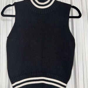 Guess Black and White Knit Turtleneck Sweater